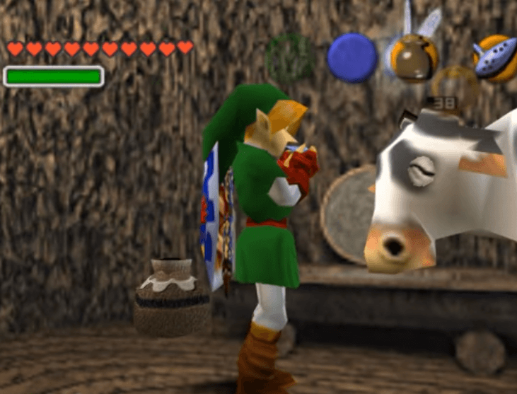 Play Epona's Song to the Cow for a nice reward