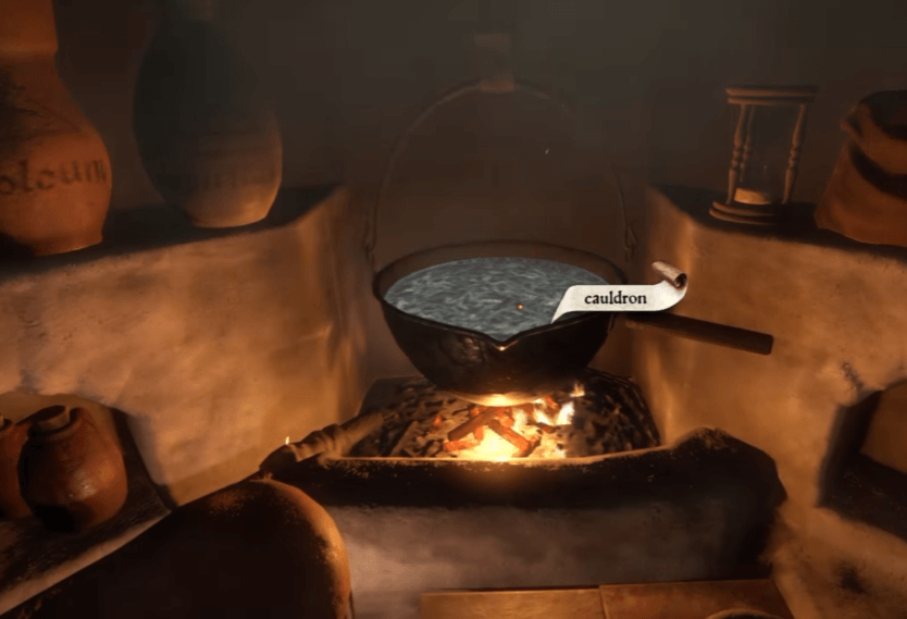 Brewing the potion in the Cauldron