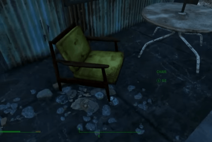 Find a chair to sit down in order to rest in Fallout 4